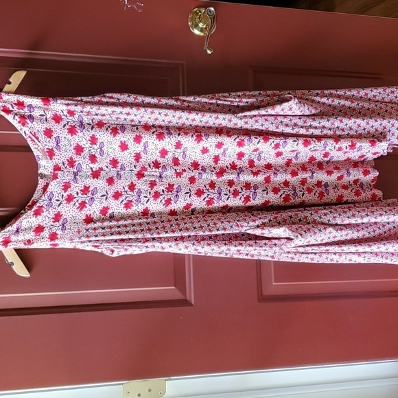 Philosophy Boho floral dress w pockets. Rayon Creme red & purple Hi low size 10 - Picture 1 of 10